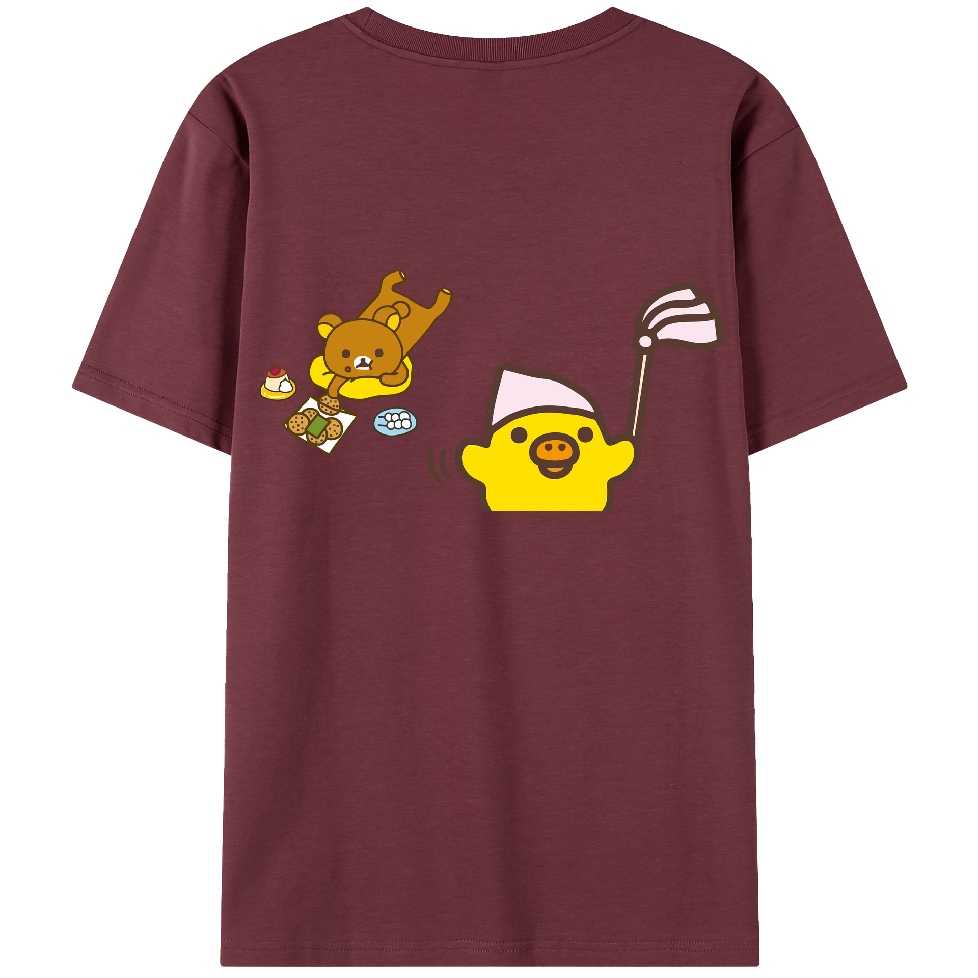 （画像用） リラックマ リラックマ キイロイトリ Rilakkuma Korilakkuma Kiiroitori 綿100％半袖Tシャツ（背面プリント）